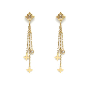 Three Tier Gold Dangle Earrings -French Flair Collection- E4-137