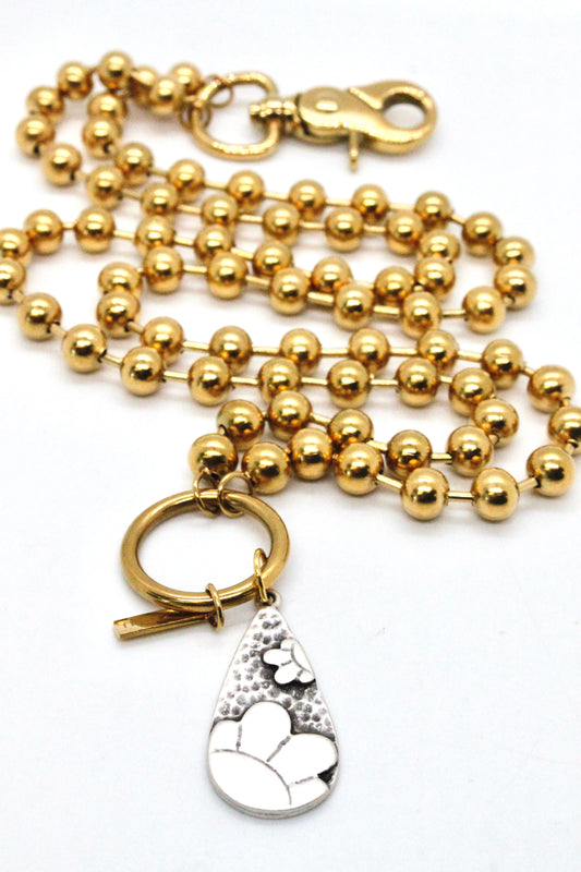 Flower Cutout Pendant Convertible Gold Chain Necklace