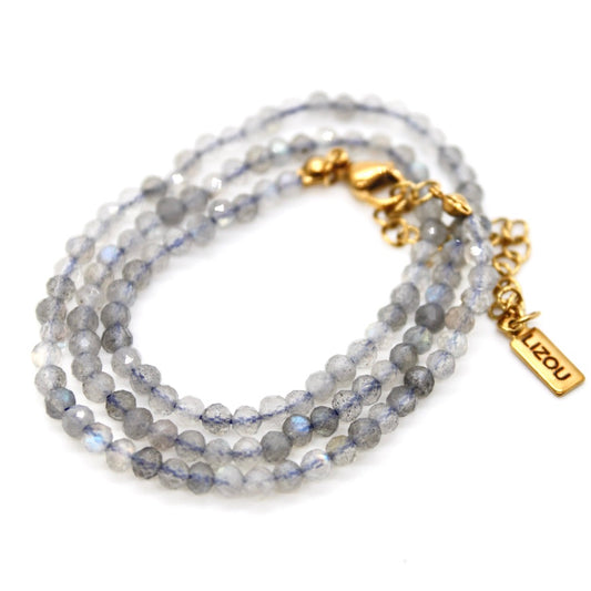 Short Labradorite Simple Stone Necklace - N9-200LB