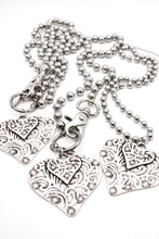 Load image into Gallery viewer, Double Heart Pendant Convertible Silver Chain Necklace
