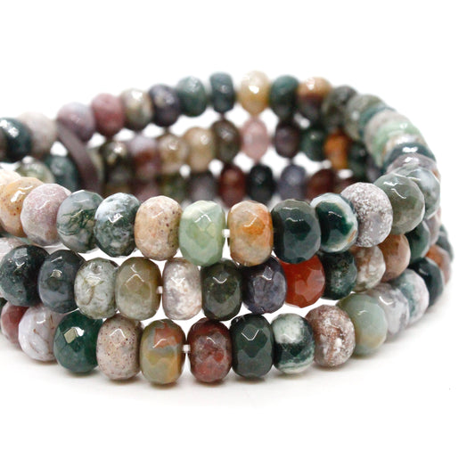Faceted India Agate Three Strand Bracelet -BL-IA