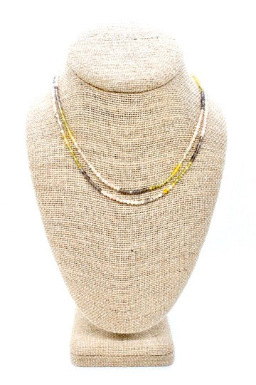 Delicate Faceted Mini Semi Precious Stone Mix Beaded Necklace - N9-007