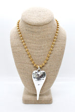Load image into Gallery viewer, Extra Large Silver Heart Pendant Convertible Gold Chain Necklace