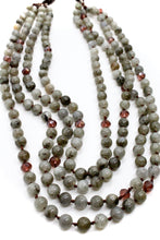Load image into Gallery viewer, Labradorite and Crystal Mix Hand Knotted Long Necklace on Genuine Leather -Layers Collection- NLL-Smoke