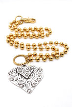 Load image into Gallery viewer, Double Heart Pendant Convertible Gold Chain Necklace