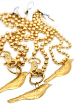 Load image into Gallery viewer, Perched Brass Bird Convertible Gold Chain Necklace