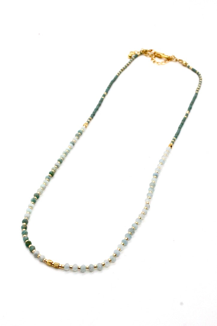 Semi precious Stone and Crystal Delicate Short Necklace -Mini Collection- N3-121