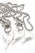 Load image into Gallery viewer, Heavy Silver Heart Pendant Convertible Silver Chain Necklace