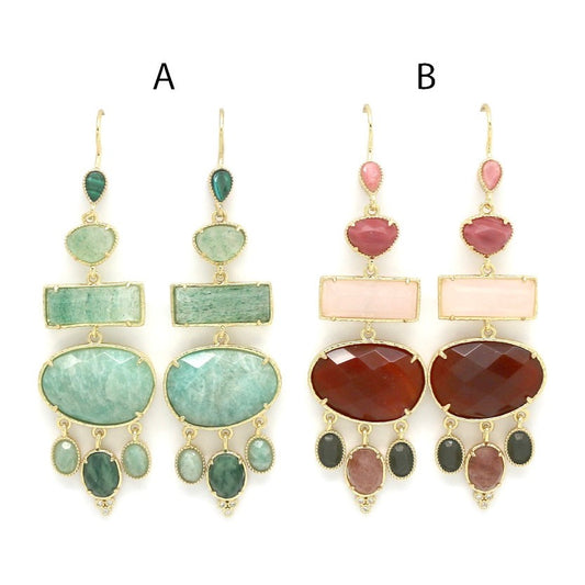 Large Stone Dangle Earrings - E4-318