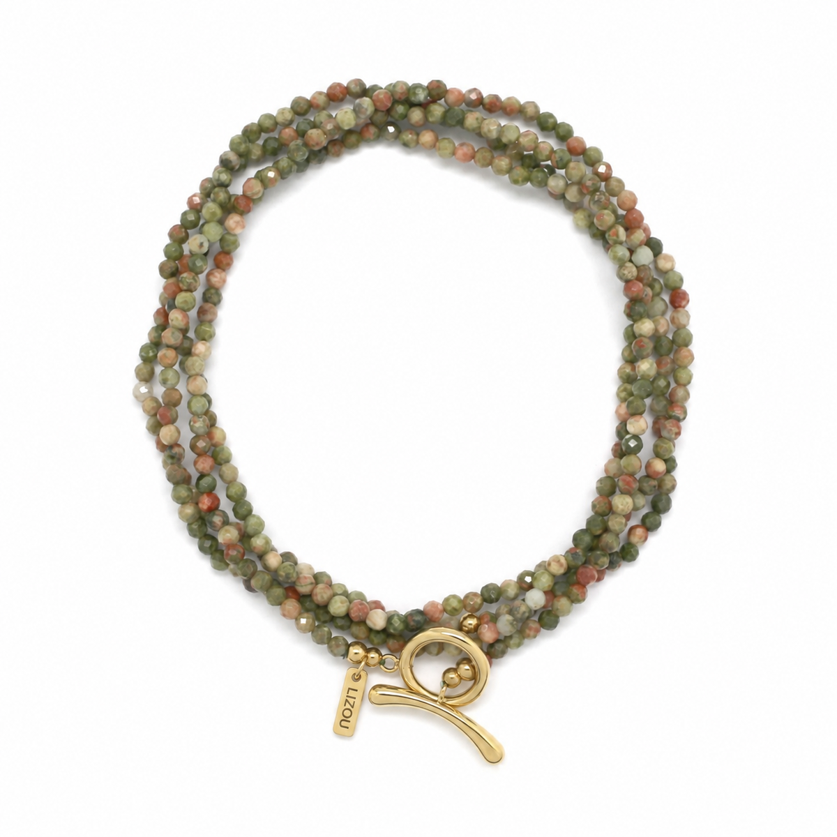 Unakite Toggle Clasp Wrap Bracelet or Necklace - N2-2785L