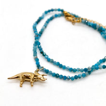 Load image into Gallery viewer, Museum Dinosaur Mini Stone Gold Charm Necklace
