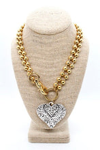 Load image into Gallery viewer, Double Heart Pendant Convertible Gold Chain Necklace
