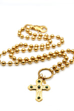 Load image into Gallery viewer, African Turquoise Cross Convertible Gold Chain Necklace