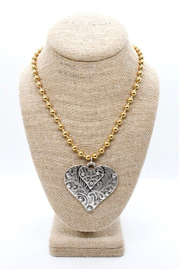 Double Heart Pendant Convertible Gold Chain Necklace