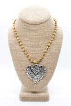 Load image into Gallery viewer, Double Heart Pendant Convertible Gold Chain Necklace