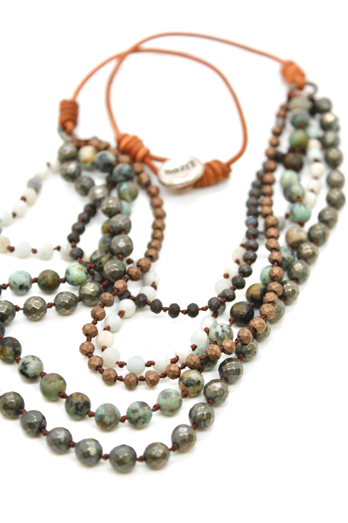 Semi Precious Stone Multi Strand Short Necklace - N4-019