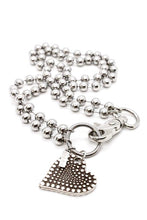 Load image into Gallery viewer, Double Sided Dotted Heart Pendant Convertible Silver Chain Necklace