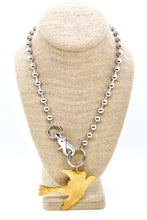 Load image into Gallery viewer, Flying Brass Bird Convertible Silver Chain Necklace