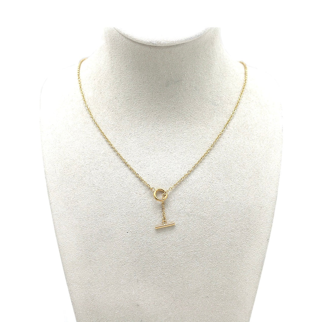 Delicate 24K Gold Plate Chain with Toggle Clasp N2-2369 -French Flair Collection-
