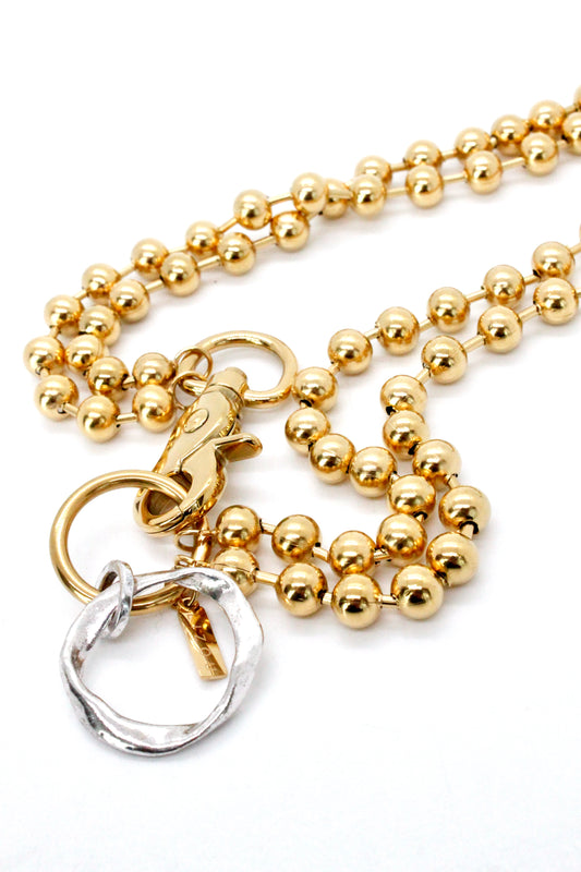 Silver Hoop Charm Convertible Short to Long Necklace Gold Chain Claw Clasp