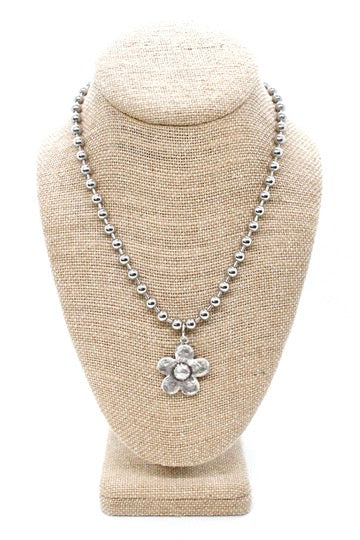 Simple Daisy Pendant Convertible Silver Chain Necklace