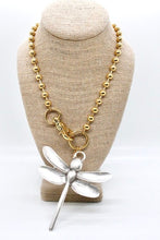 Load image into Gallery viewer, Large Dragonfly Pendant Convertible Gold Chain Necklace