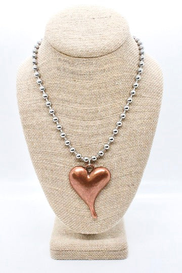 Simple Copper Pendant Convertible Silver Chain Necklace