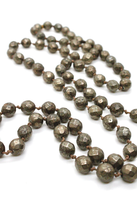 Round Faceted Pyrite Bead Necklace