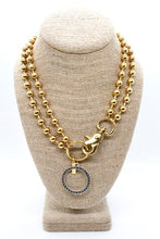 Load image into Gallery viewer, Antique Silver Circle Pendant Convertible Gold Chain Necklace