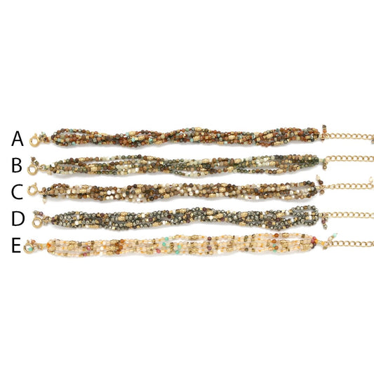 Mixed Semi Precious Stone 5 Strand Bracelet - B4-042B