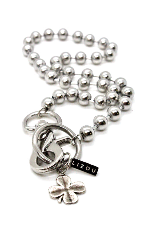 Lucky Shamrock Necklace Single Silver Chain Claw Clasp