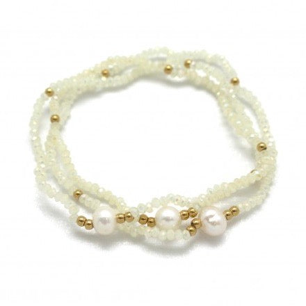 Three Crystal Bracelets with Freshwater Pearls B1-2100 -French Flair Collection-