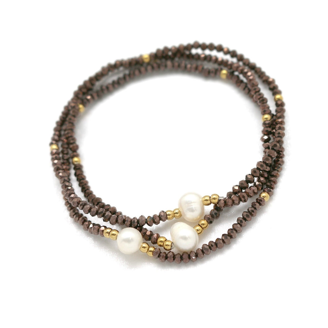 Three Crystal Bracelets with Freshwater Pearls B1-2098 -French Flair Collection-