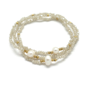 Three Crystal Bracelets with Freshwater Pearls B1-2097 -French Flair Collection-