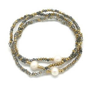 Three Crystal Bracelets with Freshwater Pearls B1-2101 -French Flair Collection-