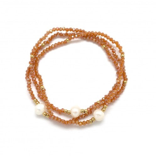 Three Crystal Bracelets with Freshwater Pearls B1-2099 -French Flair Collection-