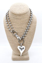 Load image into Gallery viewer, Heavy Silver Heart Pendant Convertible Silver Chain Necklace