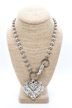 Load image into Gallery viewer, Double Heart Pendant Convertible Silver Chain Necklace