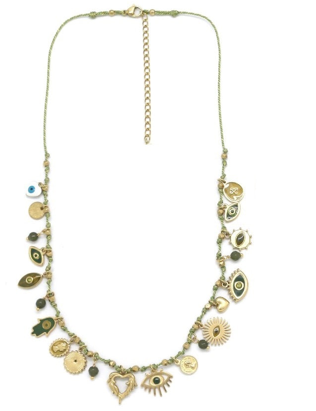 Multi Mini Charms String Necklace - N2-2644C