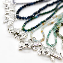 Load image into Gallery viewer, Silver Bear Mini Stone Gold Charm Necklace