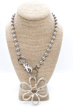 Load image into Gallery viewer, Flower Outline Pendant Convertible Silver Chain Necklace