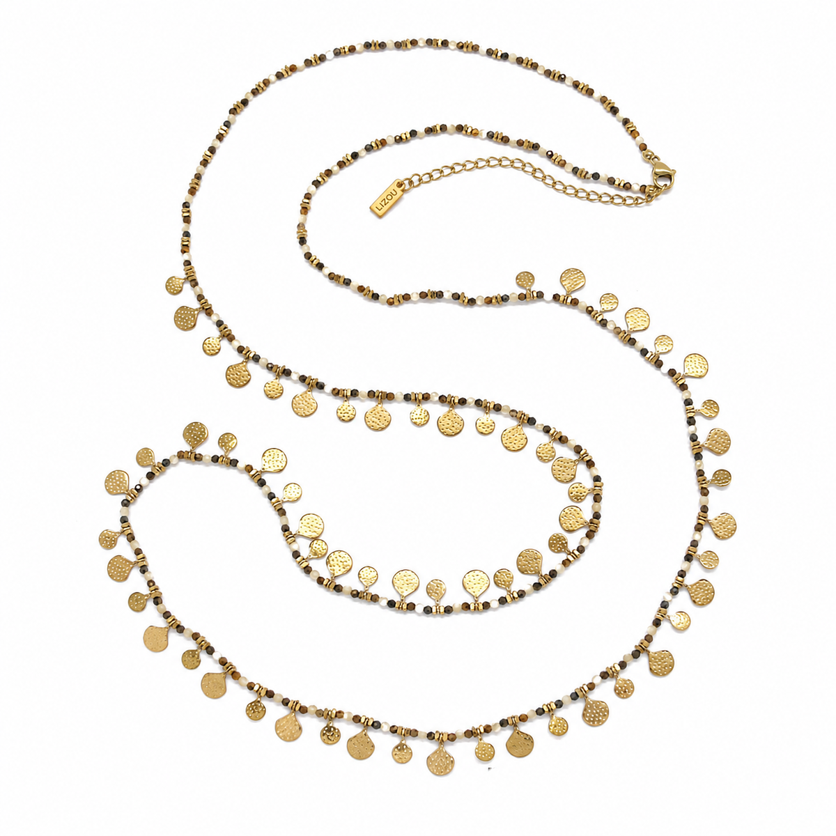 Museum Style Tiger's Eye Wrap Necklace - N2-2777B