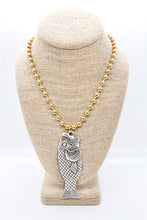 Load image into Gallery viewer, Large Fish Pendant Convertible Gold Chain Necklace