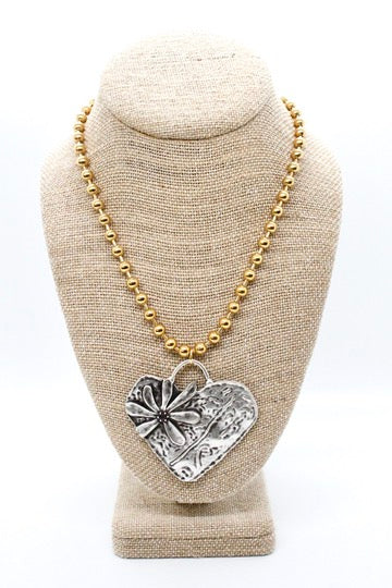 Heart Flower Pendant Convertible Gold Chain Necklace
