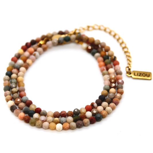 Short Alxa Agate Stone Necklace - N9-200AX