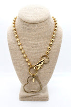 Load image into Gallery viewer, Brass Heart Outline Convertible Gold Chain Necklace