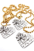 Load image into Gallery viewer, Heart Flower Pendant Convertible Gold Chain Necklace