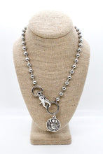 Load image into Gallery viewer, Bird and Moon Phases Pendant Convertible Silver Chain Necklace