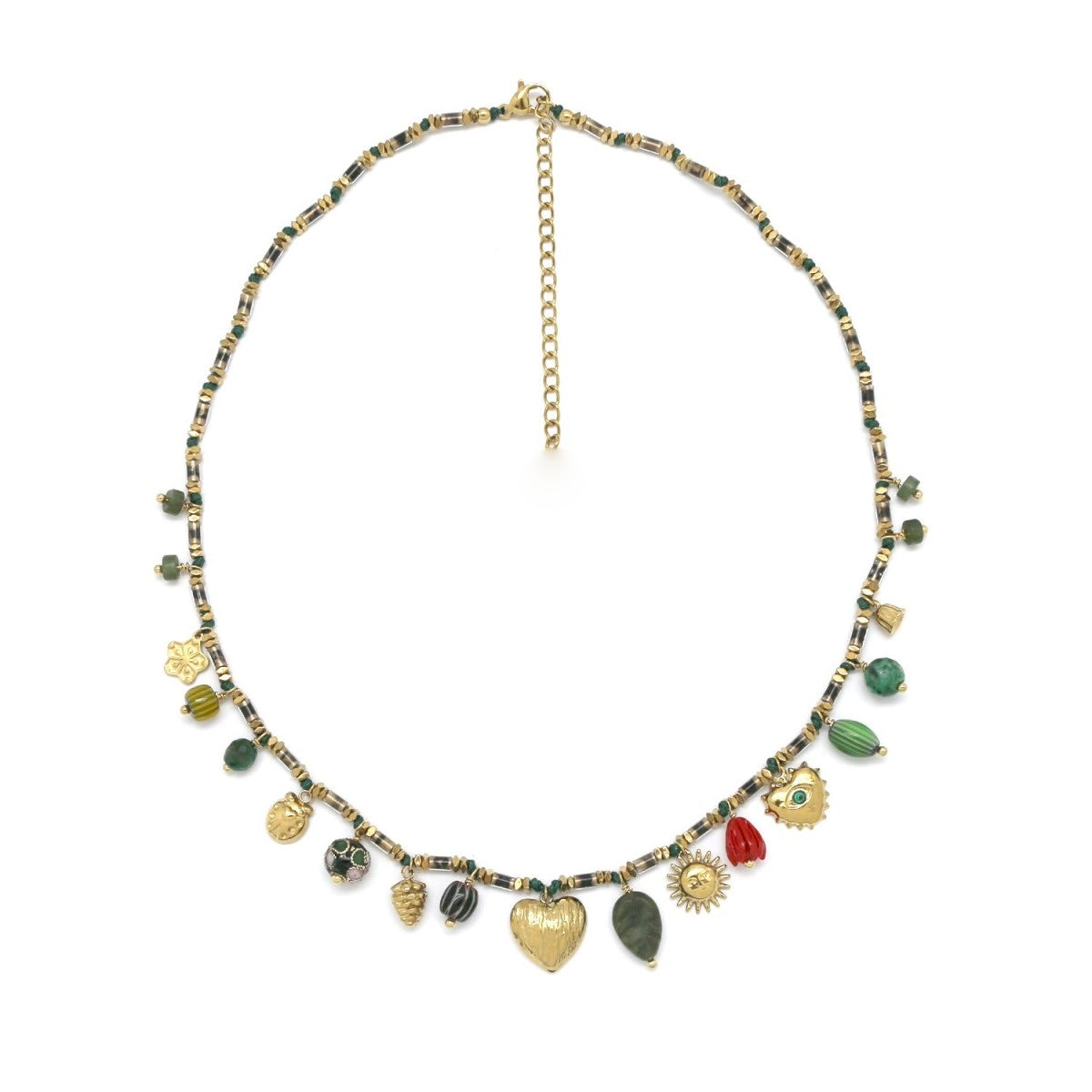 Beautiful Heart and Mini Charms Necklace - N2-2672