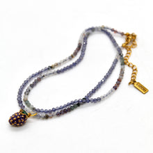 Load image into Gallery viewer, Wine Grapes Mini Stone Gold Charm Necklace